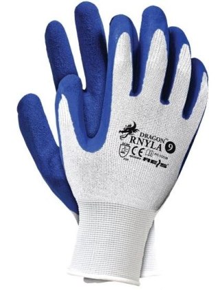 RĘKAWICE NYLONOWE POWLEKANE LATEXEM, NIEBIESKIE RNYLA 10