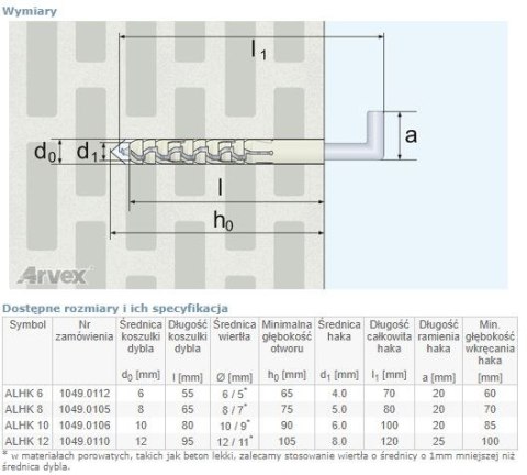 DYBEL PRZEDŁUŻANY Z HAKIEM KĄTOWY ALHK 8MM