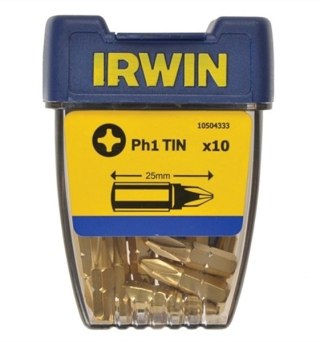 GROT, BIT TYPU PHILLIPS TIN-TYTANOWY 1/4' 25MM 10SZT. PH1