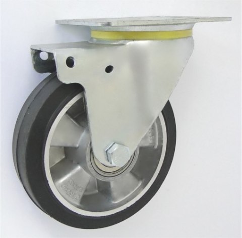 KOŁO ALUMINIUM-GUMA 160MM OBUDOWA SKRĘTNA WZMOCNIONA A42GW