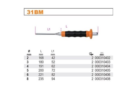 WYBIJAK CYLINDRYCZNY Z RĘKOJEŚCIĄ 180MM
