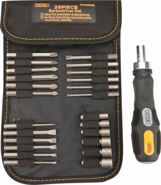 ZESTAW KOŃCÓWEK I NASADEK WKRĘTAKA Z UCHWYTEM 26 SZTUK