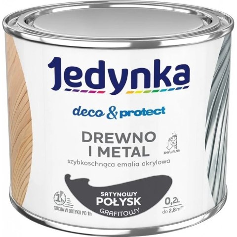 JEDYNKA DECO&PROTECT DREWNO I METAL SATYNOWY GRAFITOWY 0,2L