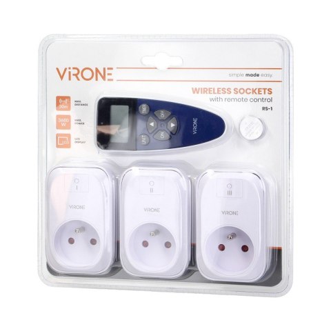 ZESTAW 3 GNIAZDA 2P+Z STER BEZPRZEWODOWY +PILOT