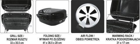 GRILL WĘGLOWY PRZENOŚNY 33*35.5CM.