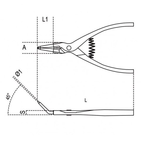 SZCZYPCE DO PIERŚCIENI ZEWNĘTRZNE ODGIĘTE 140MM