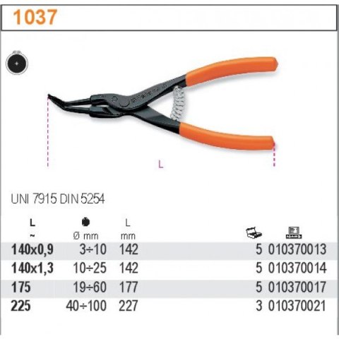 SZCZYPCE DO PIERŚCIENI ZEWNĘTRZNE ODGIĘTE 140MM