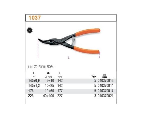 SZCZYPCE DO PIERŚCIENI ZEWNĘTRZNE ODGIĘTE 175MM BLISTER