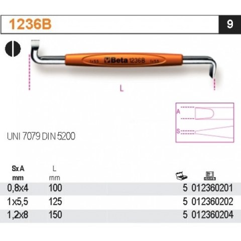 WKRĘTAK PŁASKI KĄTOWY DWUSTRONNY 0.8*4MM