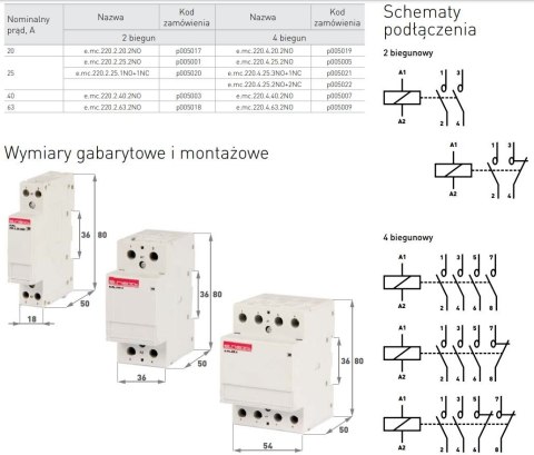STYCZNIK MODUŁOWY E.MC.220.4.63.4NO 4P 63A 4NO