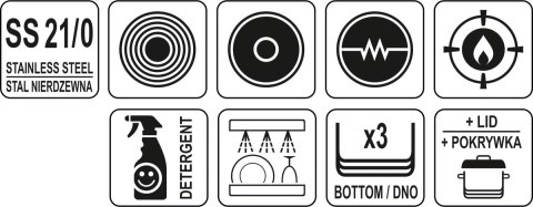 GARNEK NISKI Z POKRYWKĄ ZE STALI NIERDZEWNEJ 24*11CM 5L