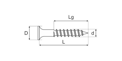 WKRĘT DO DREWNA OCYNK ŻÓŁTY 4.5*50MM GWINT NIEPEŁNY
