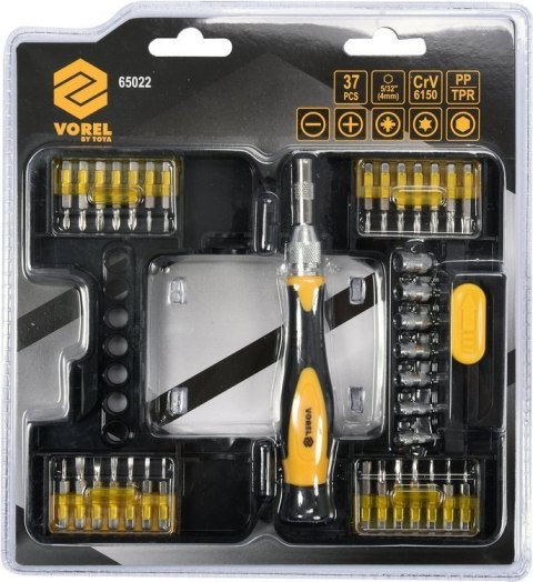 ZESTAW KOŃCÓWEK ŚRUBOKRĘTOWYCH 37SZT. Z UCHWYTEM