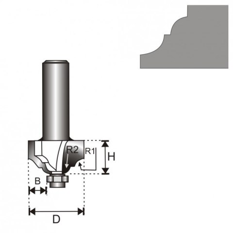 FREZ KLASYCZNY Z ŁOŻYSKIEM T8 D39.3 H15.9 R1/R24 46/6.35