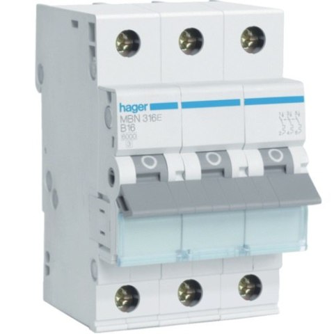 WYŁĄCZNIK NADPRĄDOWY 6KA 3-POLOWY C 16A