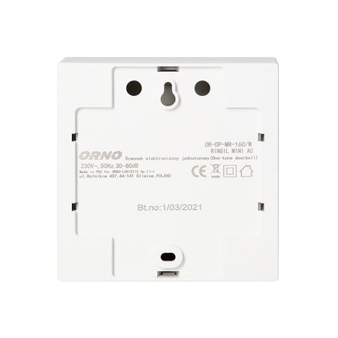 DZWONEK ELEKTRONICZNY JEDNOTONOWY 230V BIAŁY RINGIL MINI