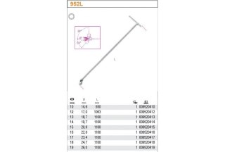 KLUCZ NASADOWY DŁUGI SZEŚCIOKĄTNE TYPU T 12MM BETA 952L
