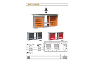 STÓŁ WARSZTATOWY Z DWIEMA SZAFKAMI 5900/C59BG SZARY
