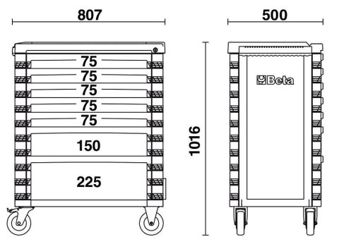 WÓZEK NARZĘDZIOWY Z 7 SZUFLADAMI C37/6-0