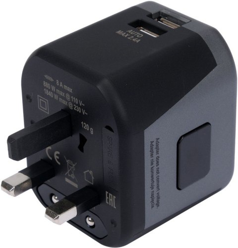 ADAPTER PODRÓŻNY UNIW. 2XUSB 12W