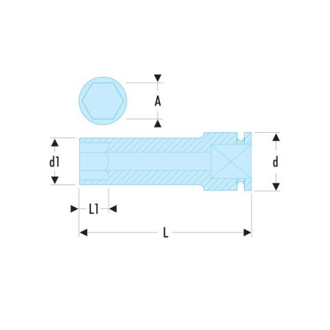 NASADKA 1'' 6-KĄTNA, DŁUGA, UDAROWA, 60 MM