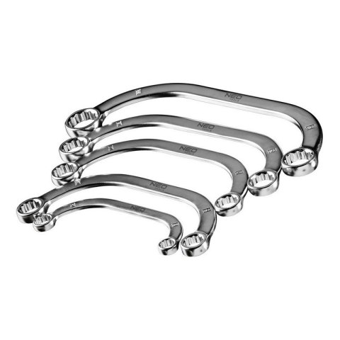 KOMPLET KLUCZY OCZKOWYCH WYGIĘTYCH 9-22MM 5SZT.