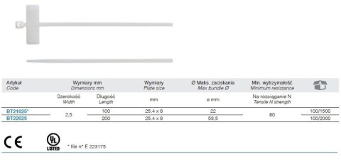 OPASKA KABLOWA Z TABLICZKĄ OPISOWĄ POPRZECZNĄ 100*2.5MM