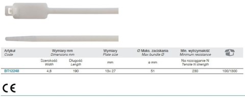 OPASKA KABLOWA Z TABLICZKĄ OPISOWĄ WZDŁUŻNĄ 190*4.8MM