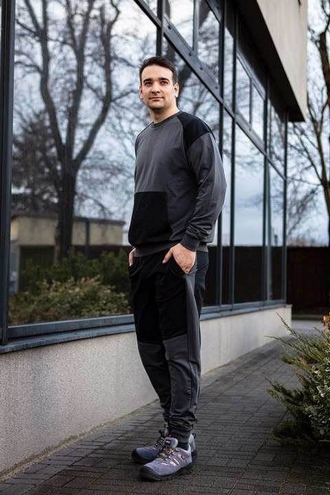 SPODNIE DRESOWE COMFORT, SZARO-CZARNE ROZMIAR L