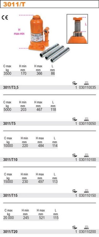PODNOŚNIK HYDRAULICZNY JEDNOTŁOKOWY 20T