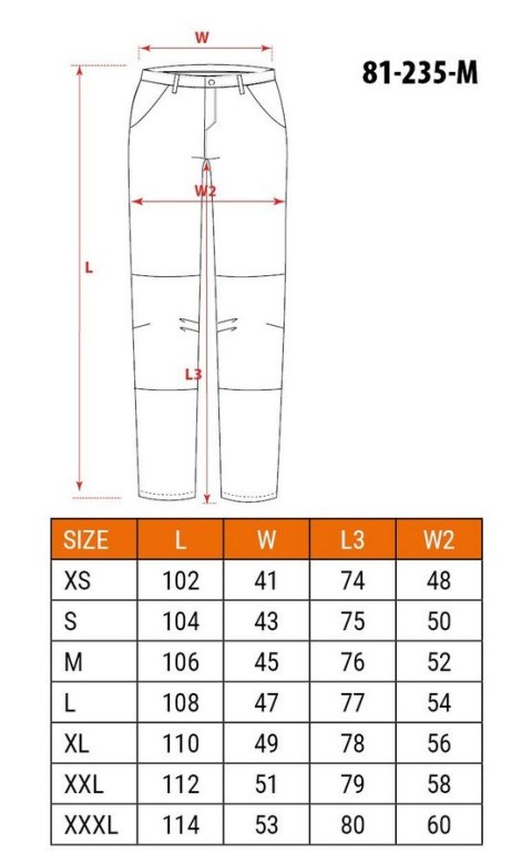 SPODNIE ROBOCZE MOTOSYNTEZA 100% BAWEŁNA RIP STOP ROZM. M