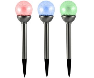 LAMPA SOLARNA LED KULA RGB 8CM SZKLANA SATYNA