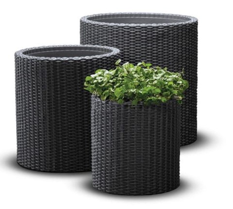 ZESTAW 3 DONIC KETER CYLINDER PLANTER S+M+L - GRAFIT