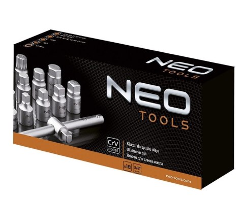 KLUCZE DO SPUSTU OLEJU 3/8 ZESTAW 18 SZT.