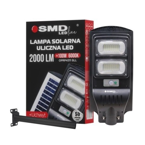 LAMPA LED ULICZNA SOLARNA 100W 10AH 6000K 2000LM + UCHWYT
