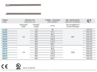 OPASKA KABLOWA STALOWA ASISI304 520*4.6 KOL.NATU OP.100 SZT.