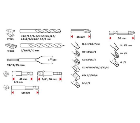 ZESTAW WIERTEŁ I BITÓW,NASADKI 66 SZT.