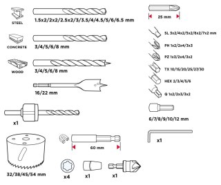 ZESTAW WIERTEŁ I BITÓW,NASADKI 90 SZT.