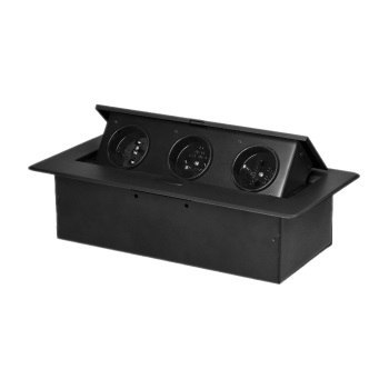 GNIAZDO MEBLOWE WYSUWANE Z BLATU 3X2P+Z U CZARNE