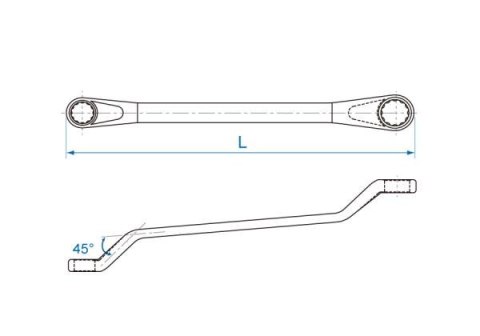 KLUCZ OCZKOWY ODGIĘTY 45* 8*9MM