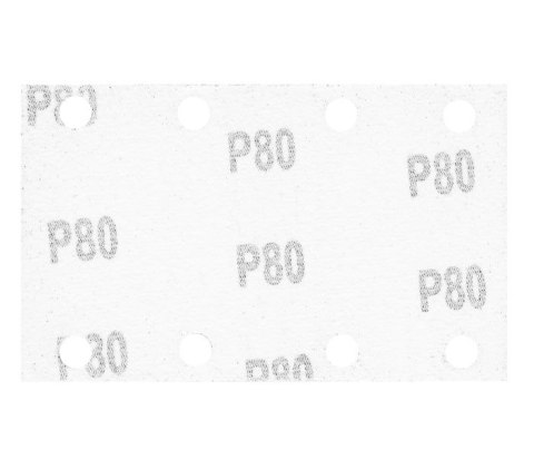 PAPIER ŚCIERNY PROSTOKĄT P80 130*80MM, 8 OTW. 5 SZT.