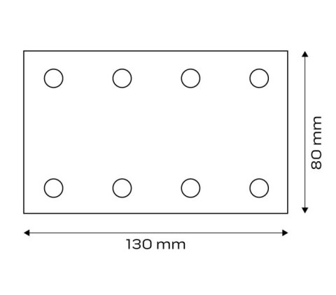 PAPIER ŚCIERNY PROSTOKĄT P80 130*80MM, 8 OTW. 5 SZT.