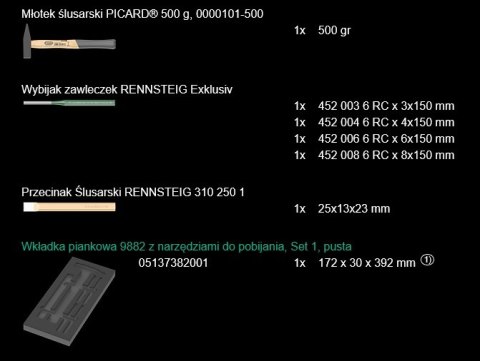 WKŁADKA PIANKOWA 9782 Z NARZĘDZIAMI DO POBIJANIA 6 CZ.