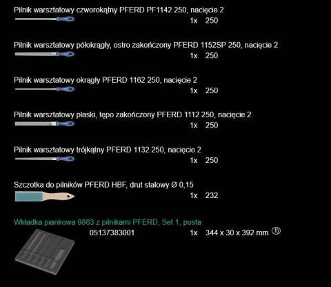 WKŁADKA PIANKOWA 9783 Z PILNIKAMI PFERD 6 CZ.