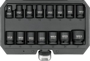 ZESTAW NASADEK UDAROWYCH KRÓTKICH 1/2'' 15 SZT. 10-27 MM