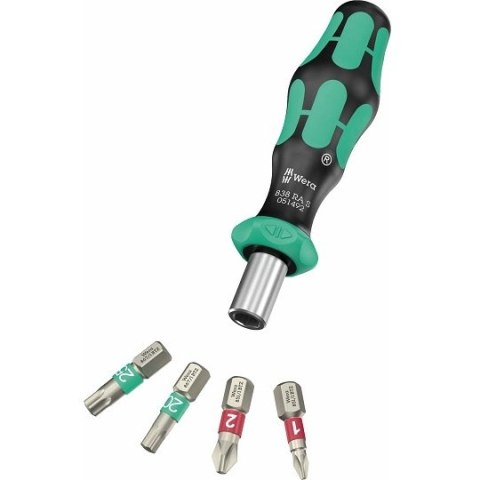 Wera Wkrętak Kraftform z grzechotką i 4 bitami w opakowaniu na prezent