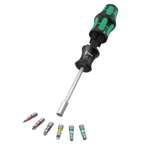 Wera Wkrętak Kraftform z grzechotką i 6 bitami w opakowaniu na prezent