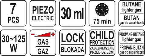 LUTOWNICA GAZOWA 3IN1 Z AKCESORIAMI Z ZAPŁONEM PIEZO